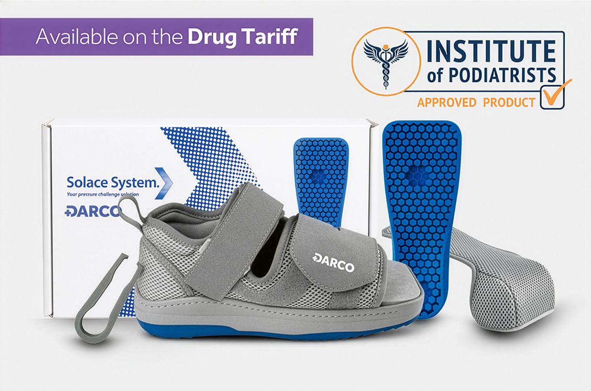Institute of Podiatrists endorses DARCO UK Ltd’s Solace System® for plantar pressure relief and wound healing